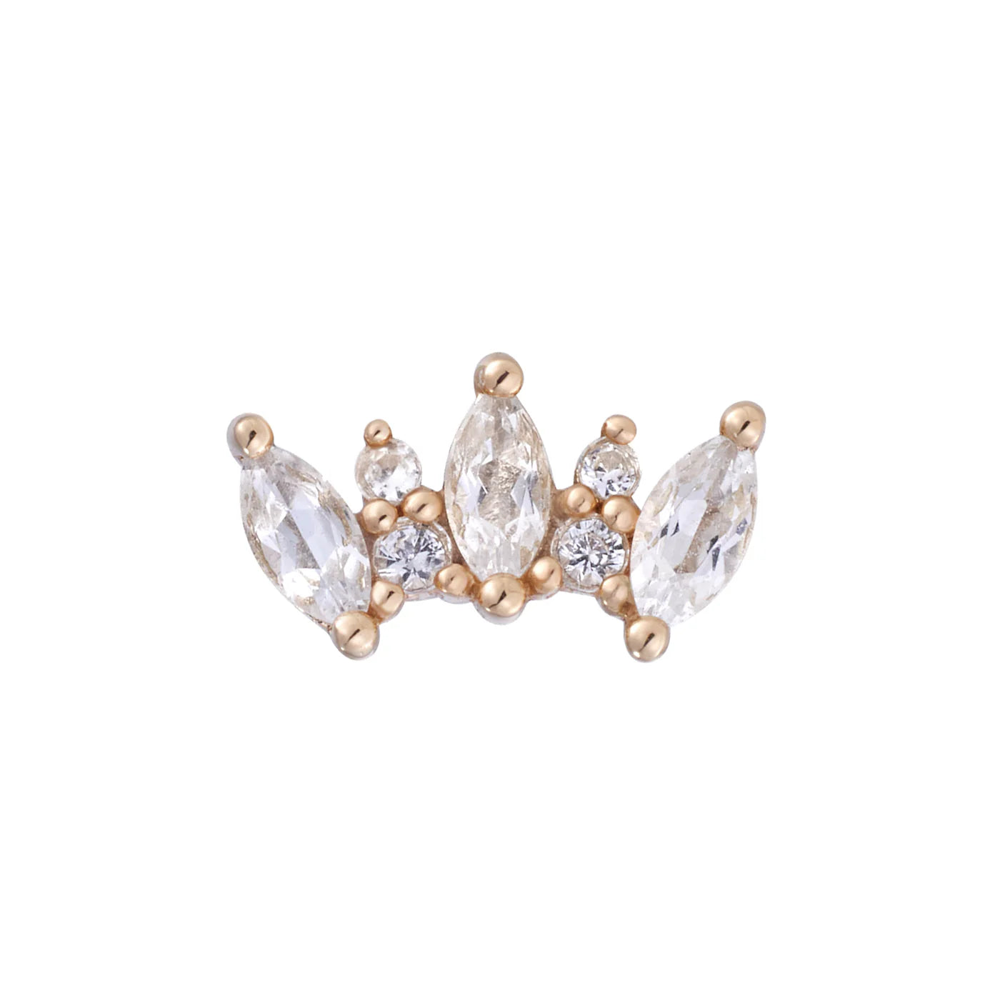 BUDDHA JEWELRY - ALICE - WHITE SAPPHIRE - 14KT SOLID GOLD - THREADLESS END