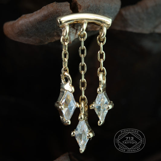 BUDDHA JEWELRY - HIGH SPEED - 14KT SOLID GOLD - HIDDEN HELIX - THREADLESS END