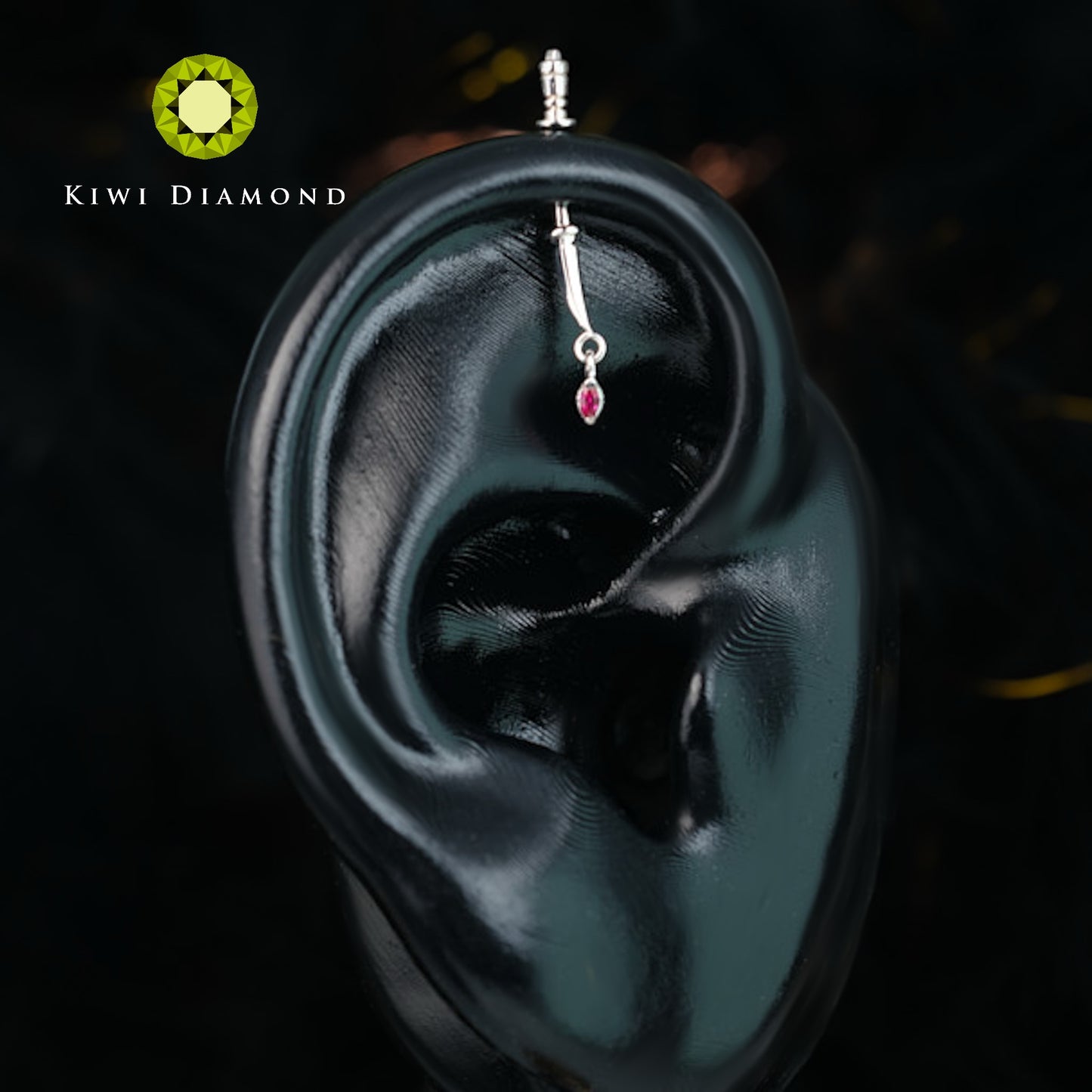 KIWI DIAMOND - SHORTY'S DAGGER - 14KT SOLID GOLD - THREADED END
