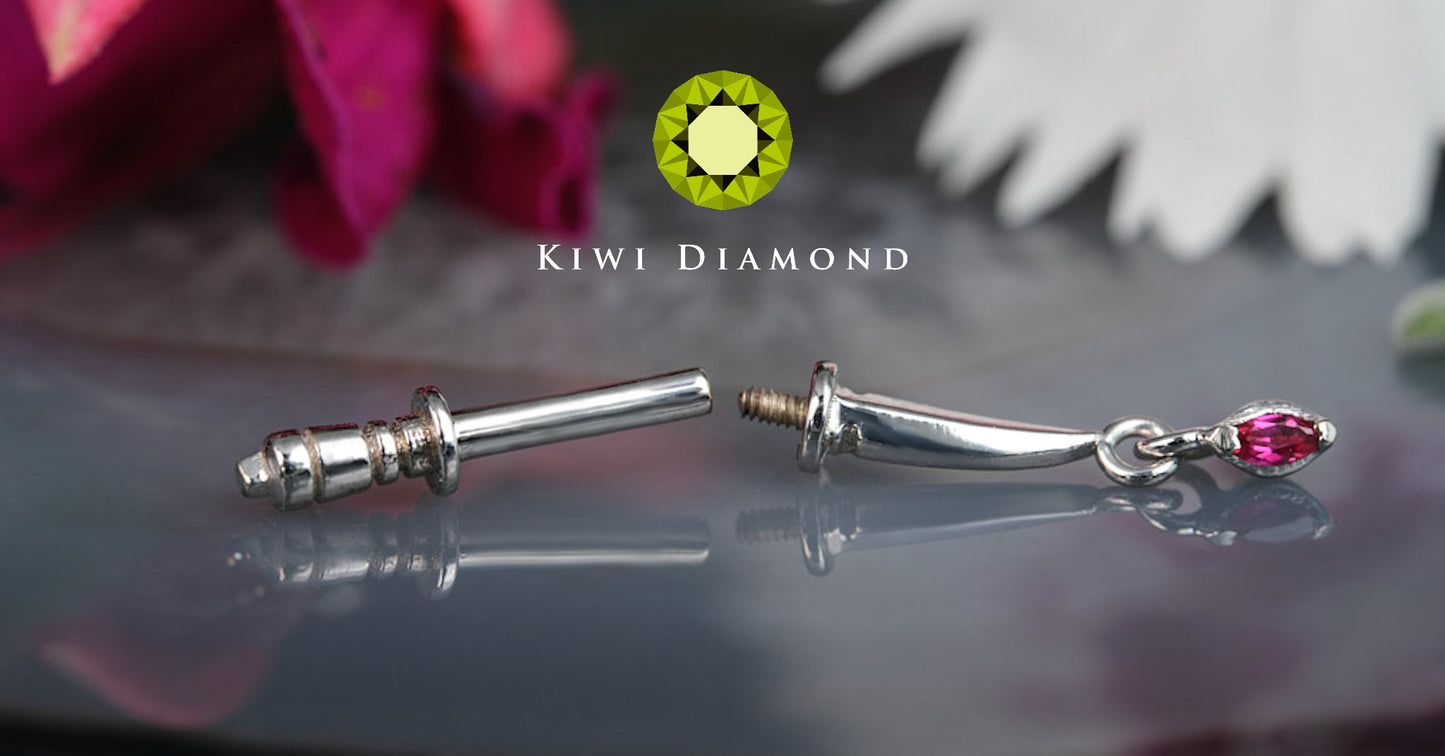 KIWI DIAMOND - SHORTY'S DAGGER - 14KT SOLID GOLD - THREADED END