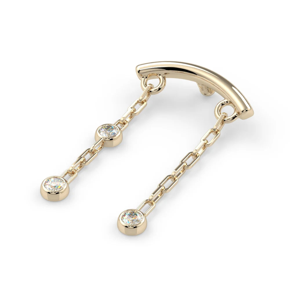 KIWI DIAMOND - TAO HIDDEN HELIX - 14KT SOLID GOLD - THREADED END