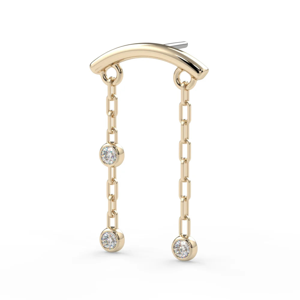 KIWI DIAMOND - TAO HIDDEN HELIX - 14KT SOLID GOLD - THREADED END