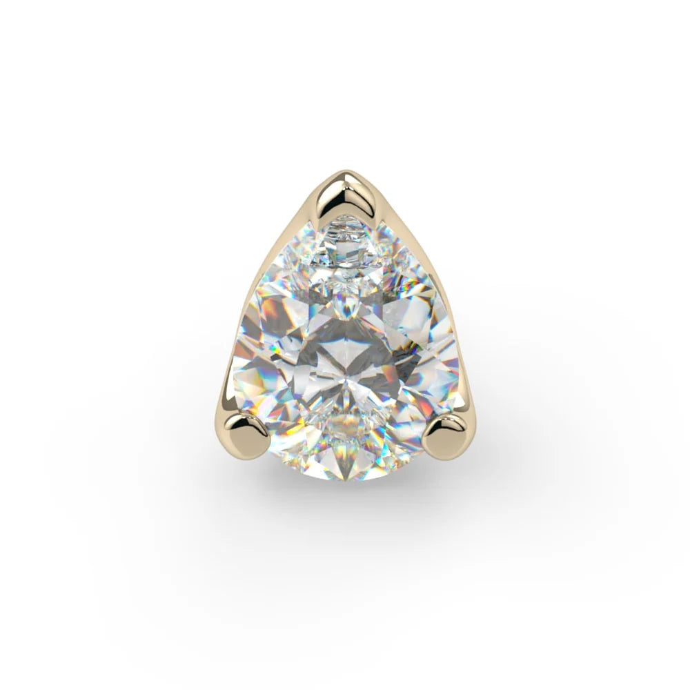 KIWI DIAMOND - LOW-PROFILE PEAR PRONG (3X2MM) - 14KT SOLID GOLD - THREADLESS END