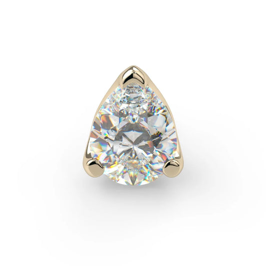 KIWI DIAMOND - LOW-PROFILE PEAR PRONG (3X2MM) - 14KT SOLID GOLD - THREADLESS END