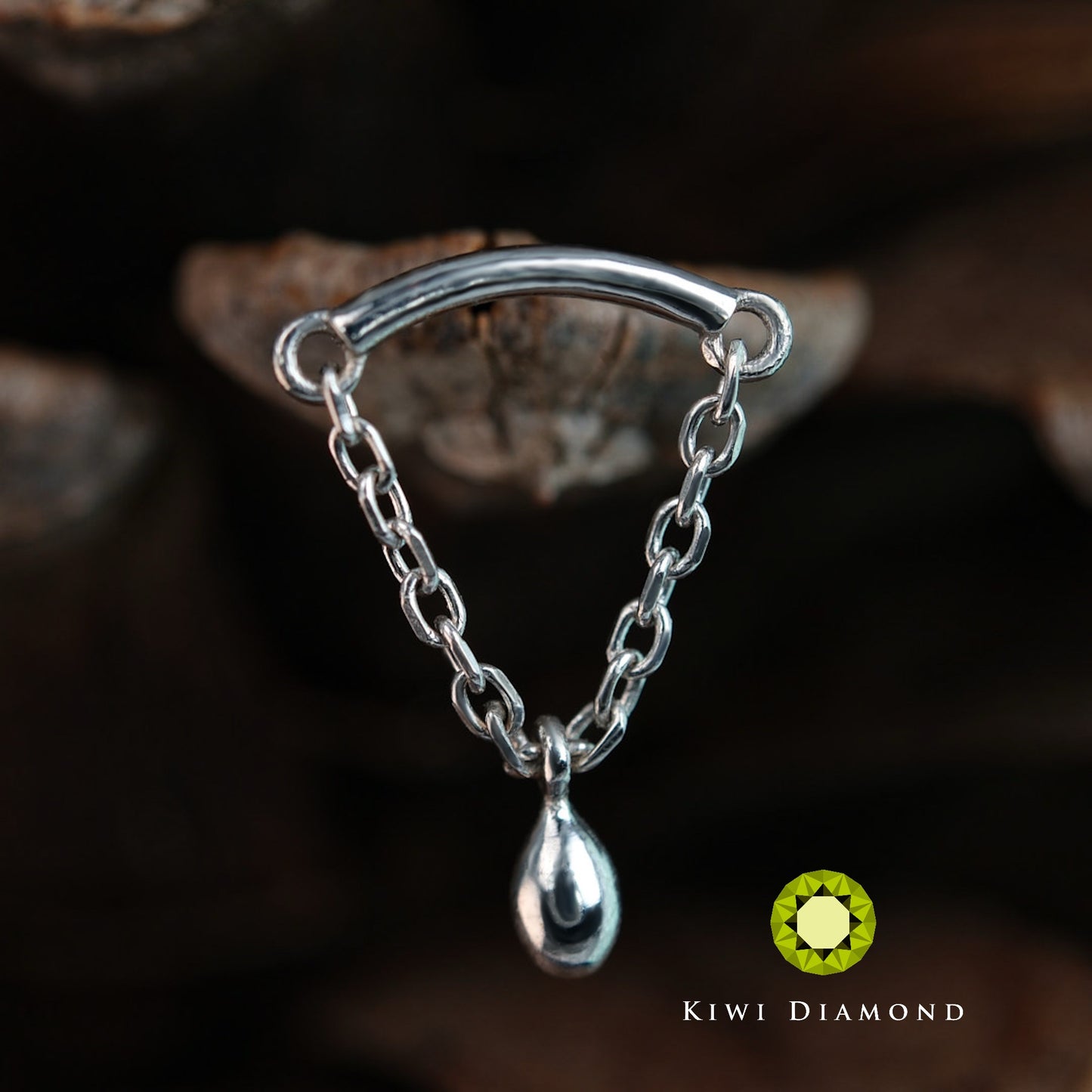 KIWI DIAMOND - AURELIA HIDDEN HELIX - 14KT SOLID GOLD - THREADLESS END