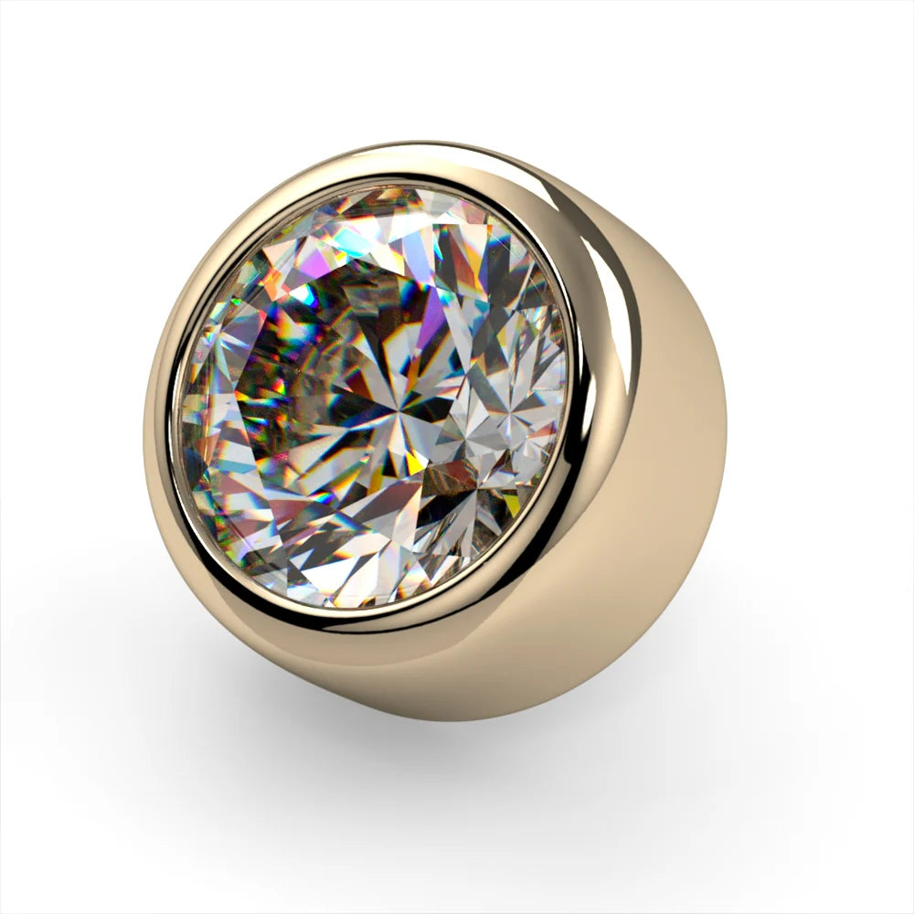KIWI DIAMOND - BEZEL-SET END - 14KT YELLOW GOLD - THREADLESS END