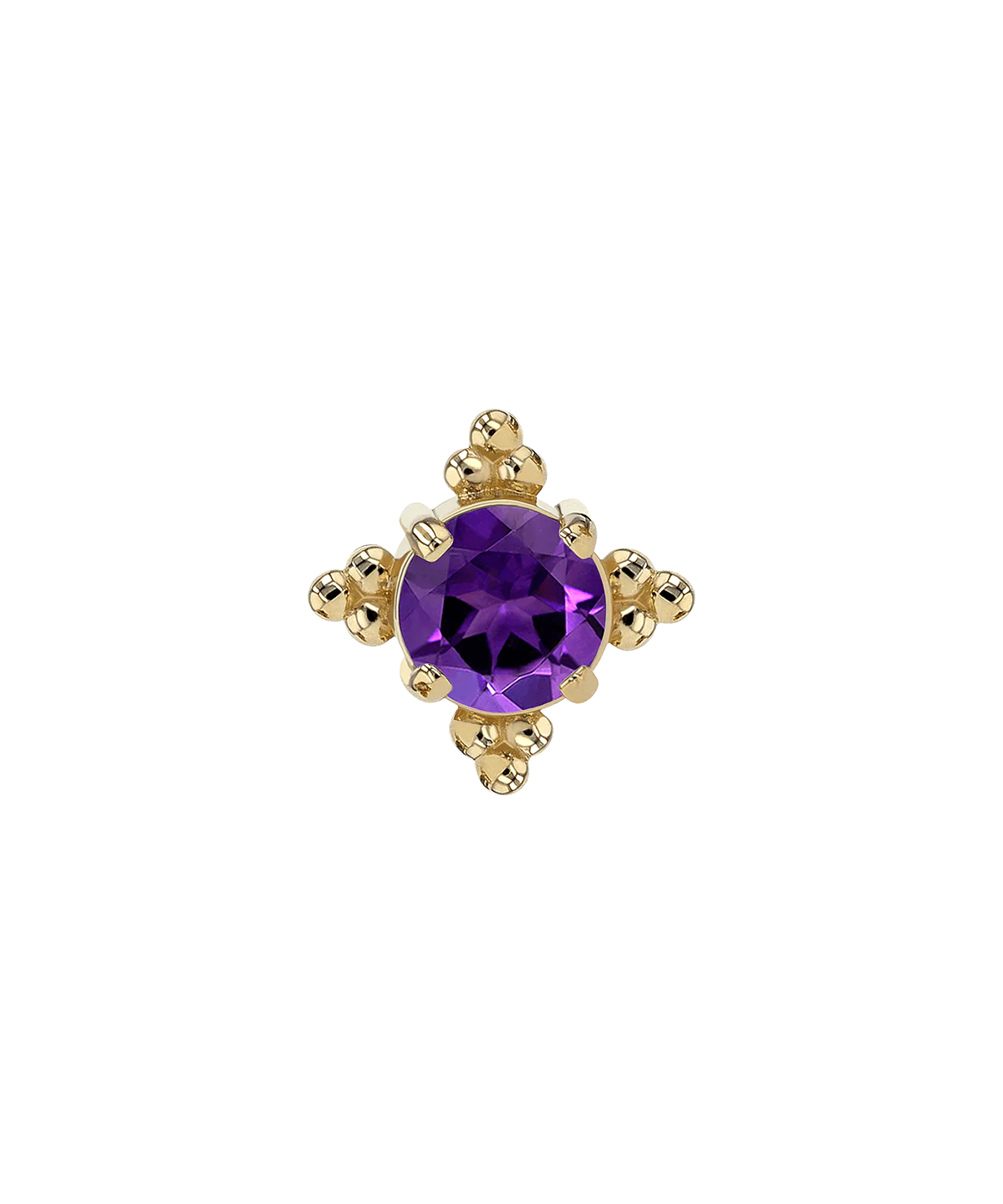 ANATOMETAL - ZIA (2.5MM Faceted Gem)- 14KT SOLID GOLD - THREADLESS END
