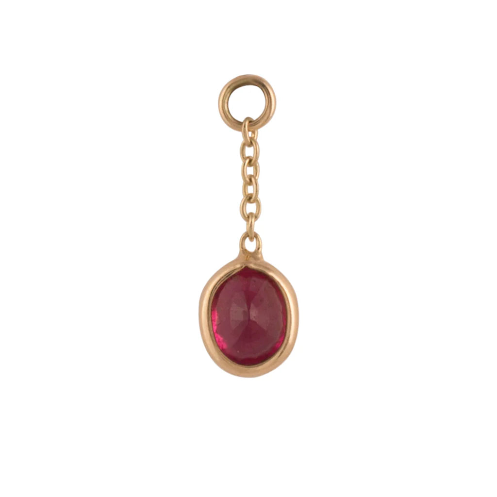 GOLDEN AROWANA / DIABLO ORGANICS - RUBELLITE - 14KT SOLID GOLD - CHARM