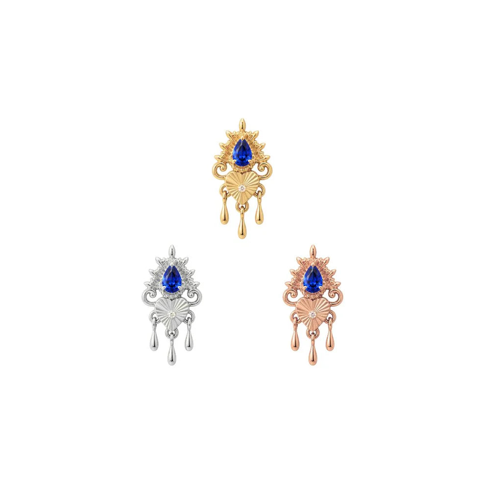 BUDDHA JEWELRY - AVEC MOI - BLUE SAPPHIRE - 14KT SOLID GOLD - THREADLESS END