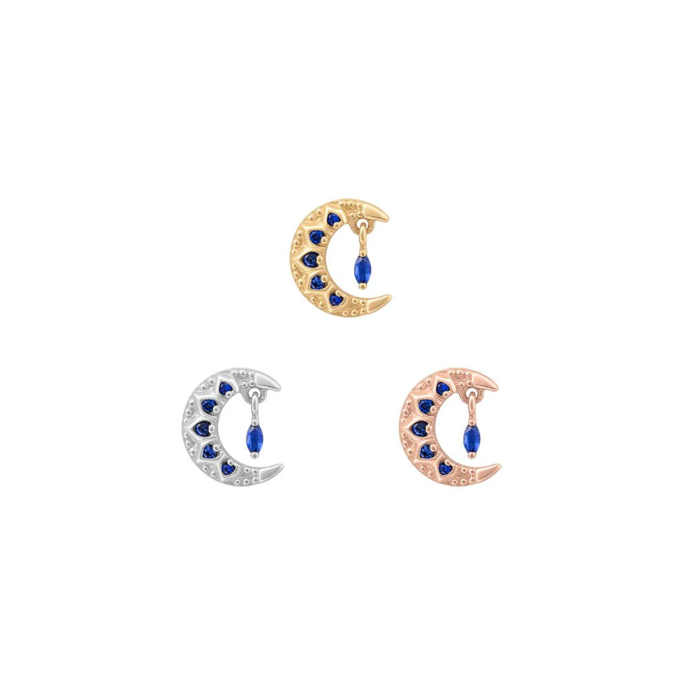 BUDDHA JEWELRY - MOROCCAN MOON - 14KT SOLID GOLD - THREADLESS END