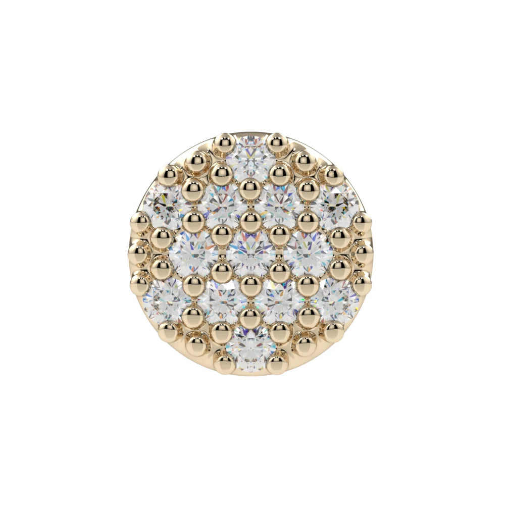 KIWI DIAMOND - PAVE DISK 4mm (16G) - 14KT SOLID GOLD - THREADED END