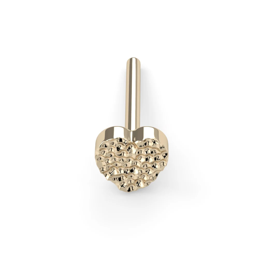 KIWI DIAMOND - HEART - HAMMERED - 14KT OR 18KT SOLID GOLD - THREADLESS END