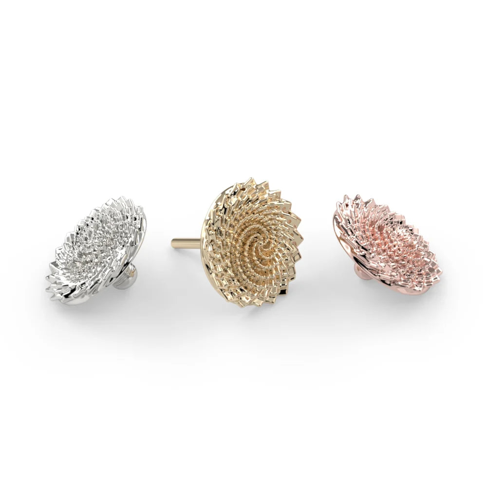 KIWI DIAMOND - ORBIS SPIRAL - 14KT SOLID GOLD - THREADLESS END