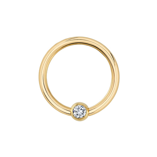 BVLA - FIXED BEAD RING WITH CLOSED BACK BEZEL GEM - 14KT SOLID GOLD