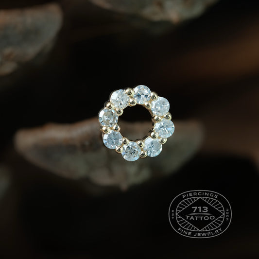 ORACLE BODY JEWELRY - DIAMOND O - 14KT SOLID GOLD - THREADLESS END