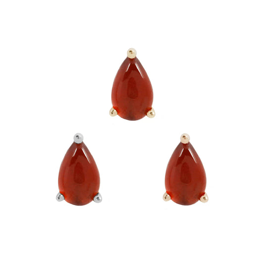 BUDDHA JEWELRY - PEAR PRONG - GARNET - 14KT SOLID GOLD - THREADLESS END
