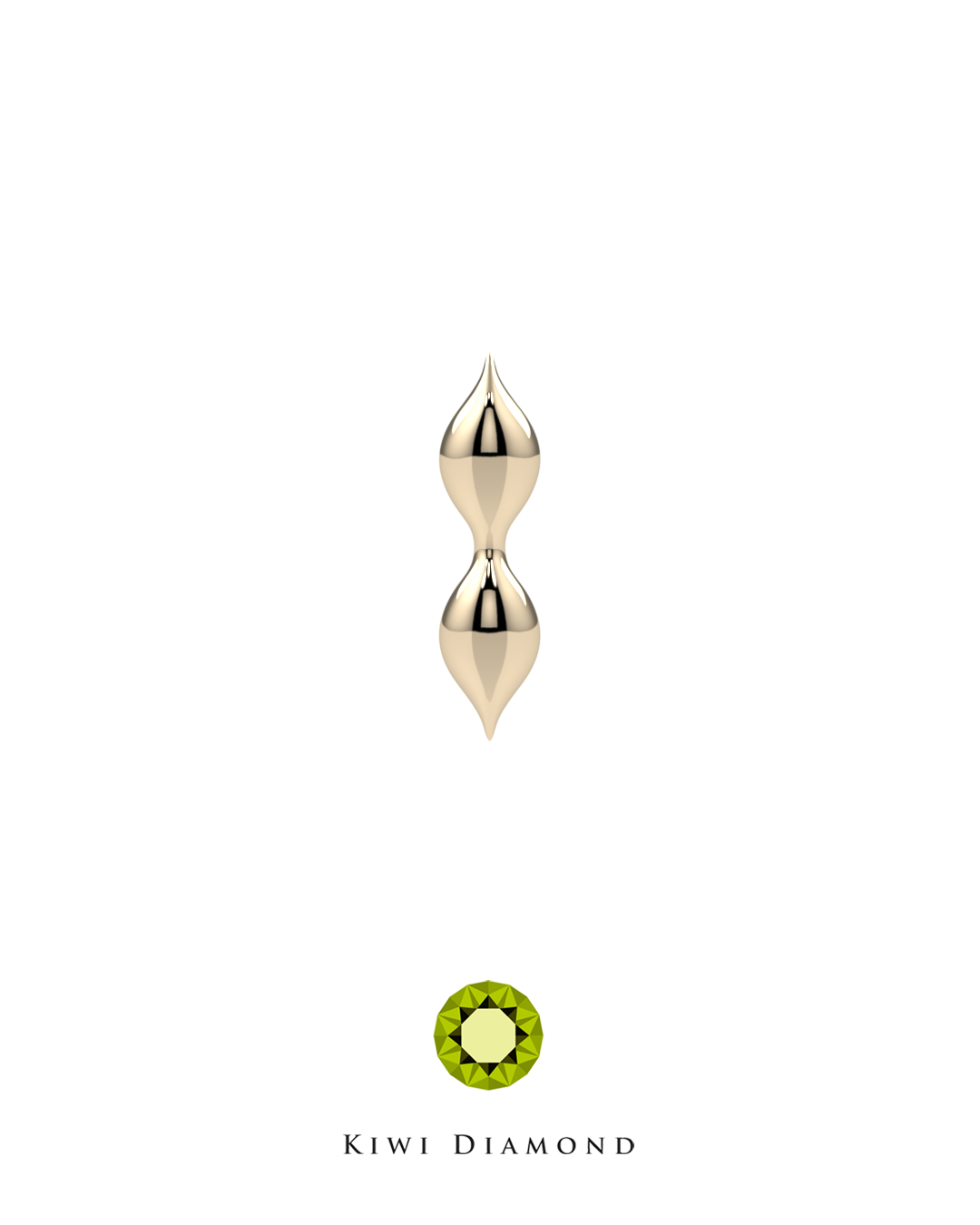 KIWI DIAMOND - DOUBLE RIPPLE - 14KT SOLID GOLD - THREADLESS END