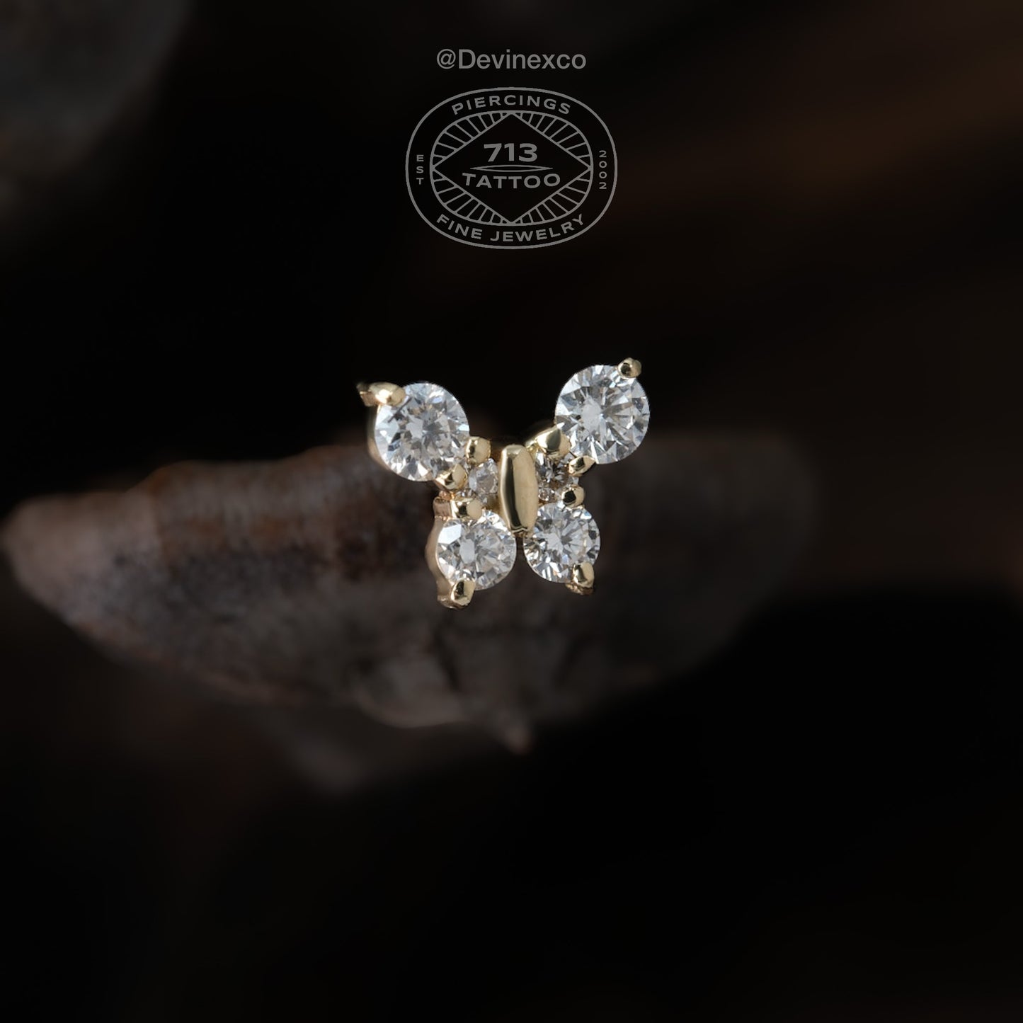 DEVINE X CO - BUTTERFLY - 14KT SOLID GOLD - THREADLESS END