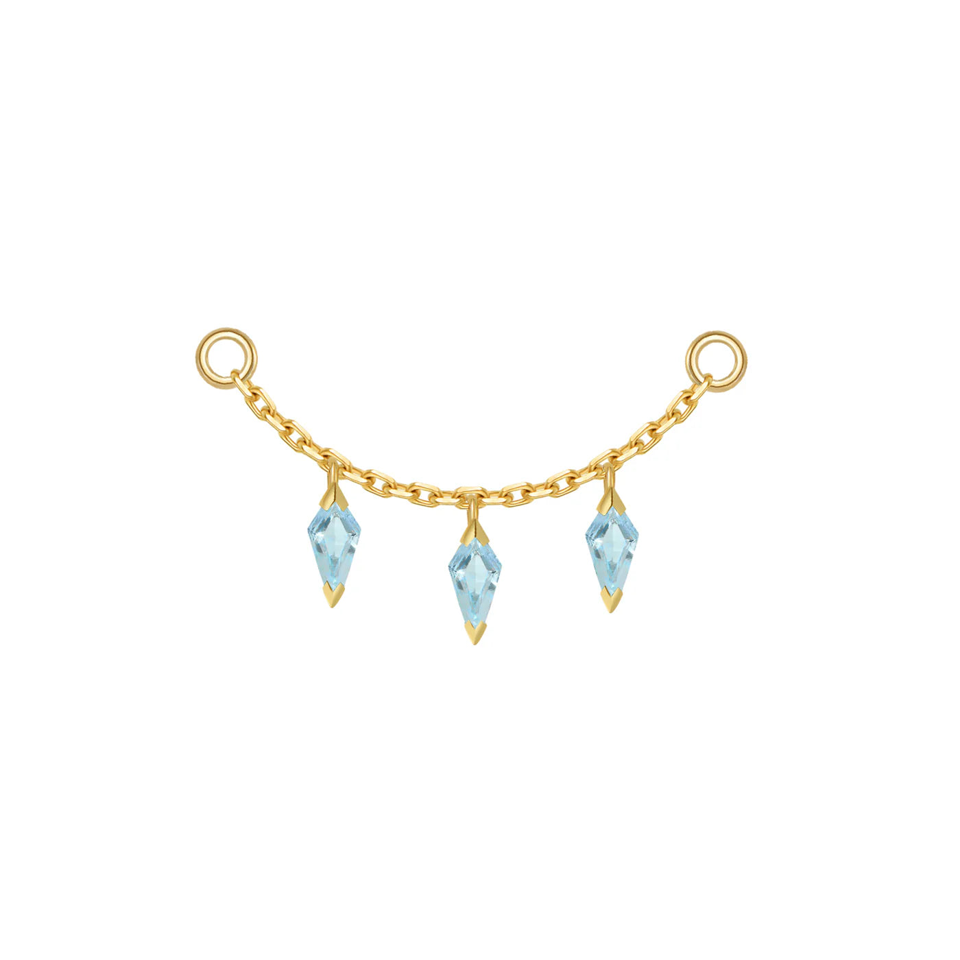 MODERN MOOD - CHAIN WITH 3 DRIPPING KITE GEMSTONES - 14KT SOLID GOLD - CHAIN