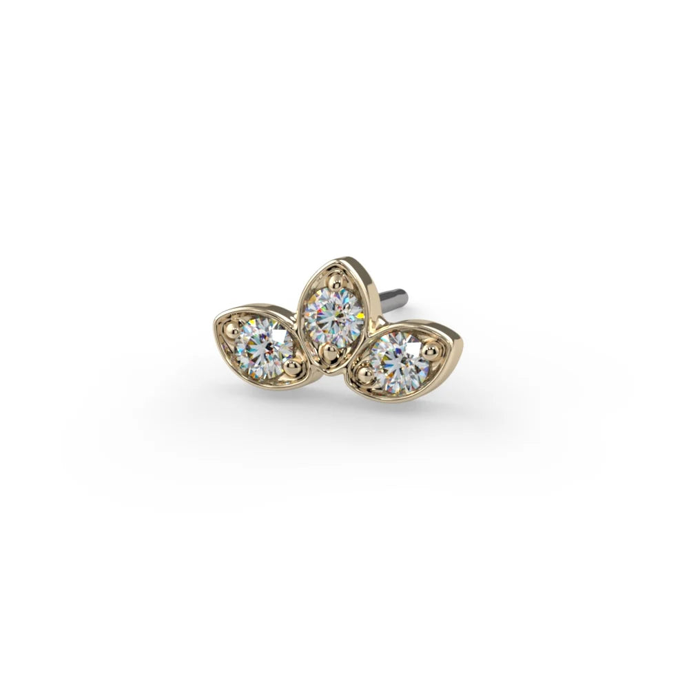 KIWI DIAMOND - TRILLIUM - 14KT SOLID GOLD - THREADLESS END
