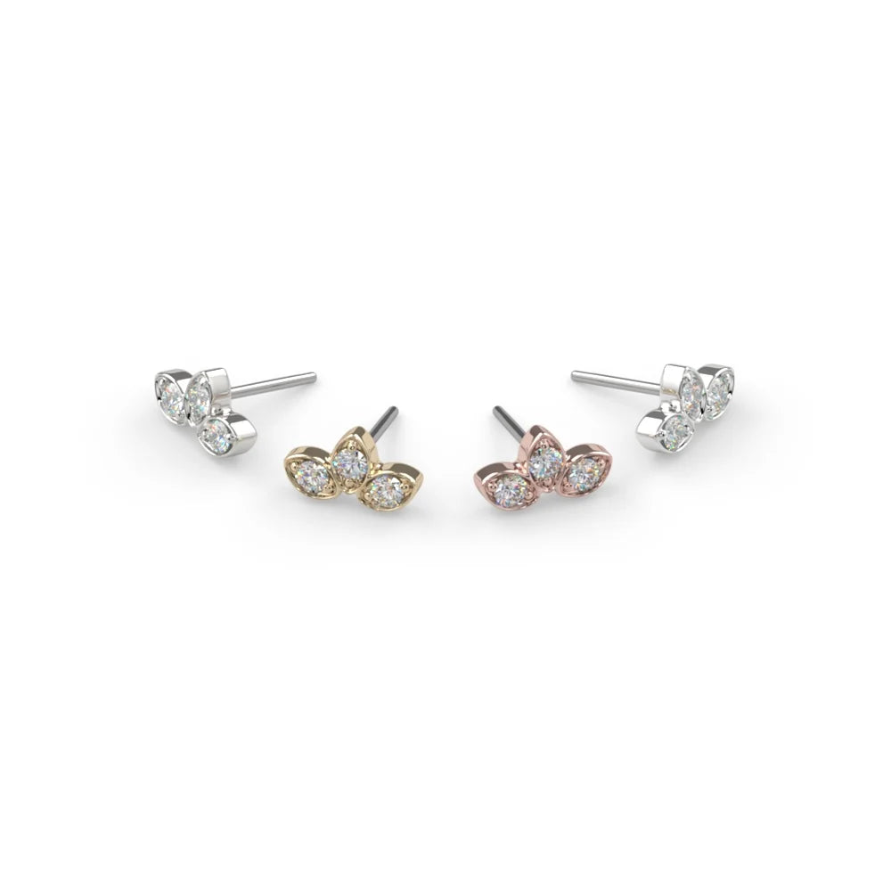 KIWI DIAMOND - TRILLIUM - 14KT SOLID GOLD - THREADLESS END
