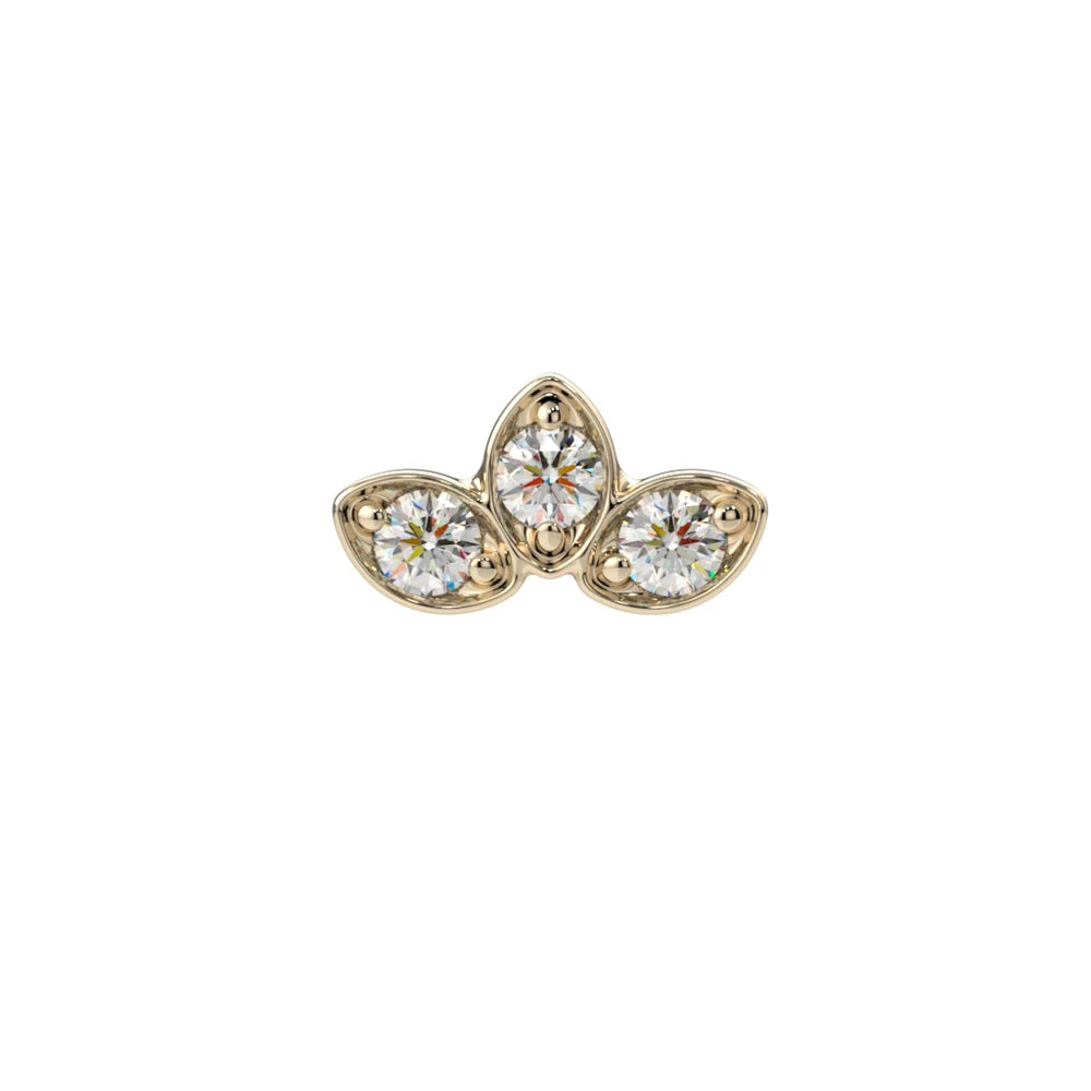 KIWI DIAMOND - TRILLIUM - 14KT SOLID GOLD - THREADLESS END