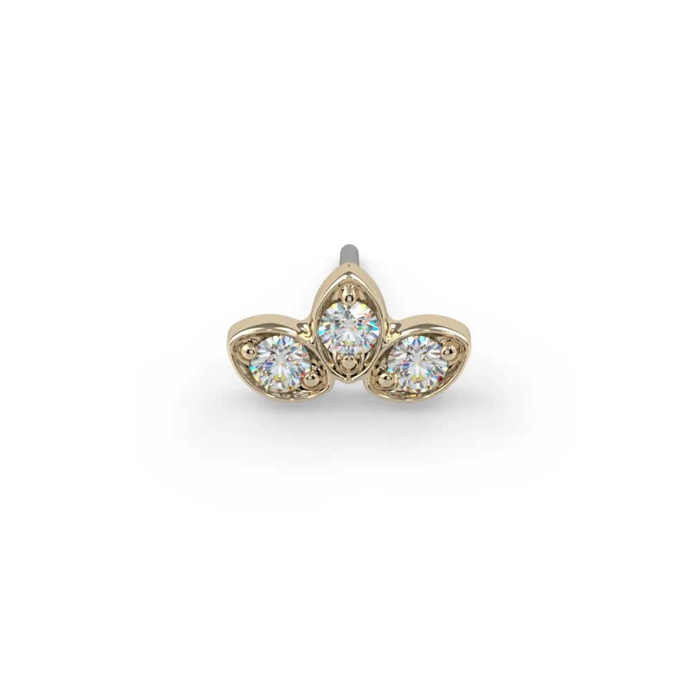 KIWI DIAMOND - TRILLIUM - 14KT SOLID GOLD - THREADLESS END