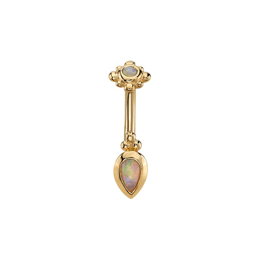 BVLA - BEADED PEAR - 14KT SOLID GOLD - J-CURVE BARBELL