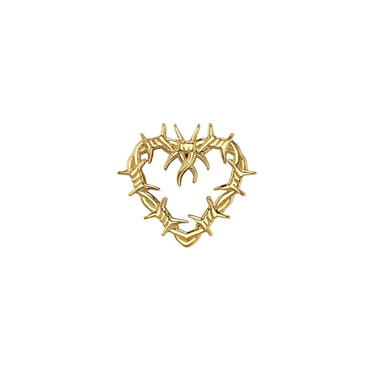 BVLA - BARBED WIRE HEART - 14KT SOLID GOLD - THREADED END