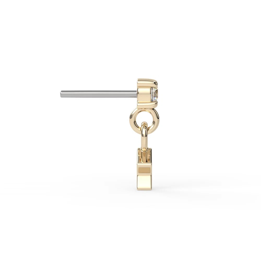 KIWI DIAMOND - BOLT DANGLE - 14KT SOLID GOLD - THREADLESS END