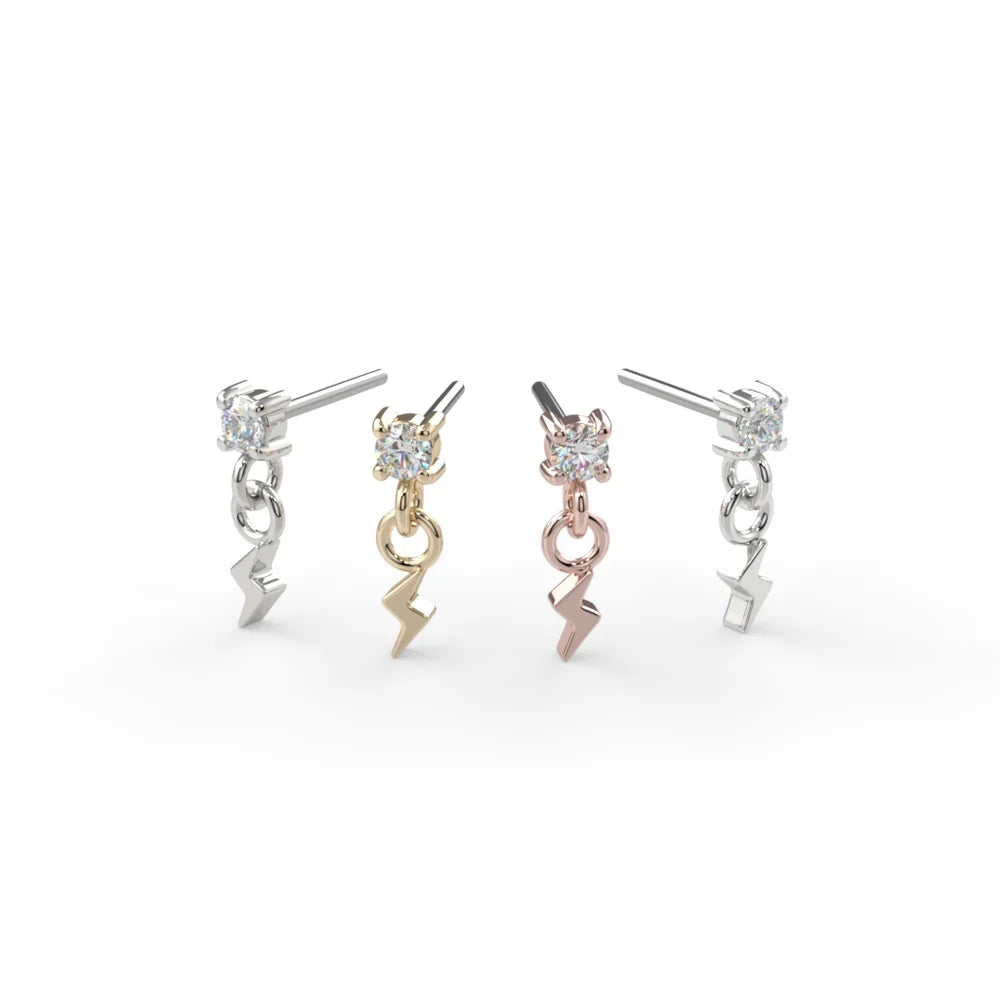 KIWI DIAMOND - BOLT DANGLE - 14KT SOLID GOLD - THREADLESS END