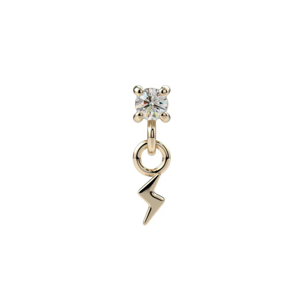 KIWI DIAMOND - BOLT DANGLE - 14KT SOLID GOLD - THREADLESS END