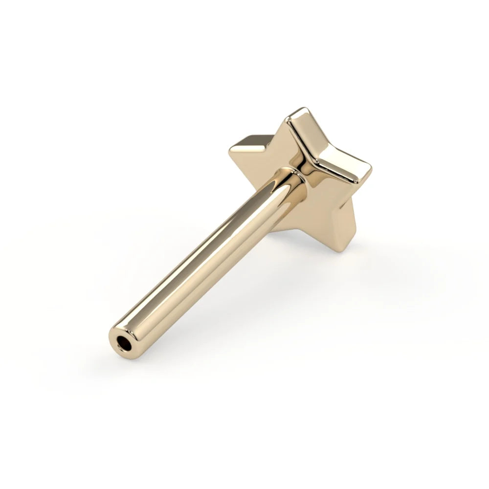 KIWI DIAMOND - STAR SHAPED BACKING - 16G - 14KT SOLID GOLD - THREADLESS POST
