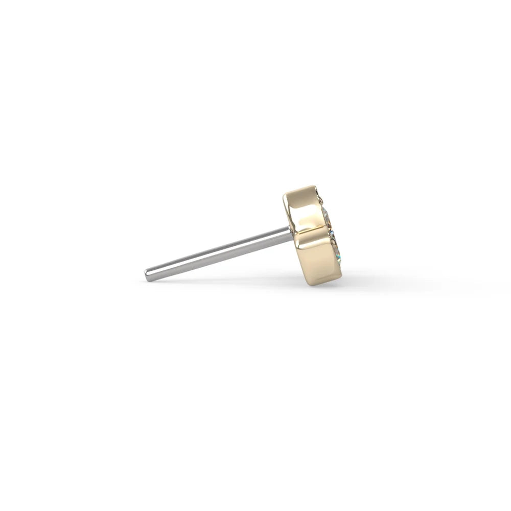 KIWI DIAMOND - TRILLIUM - 14KT SOLID GOLD - THREADLESS END