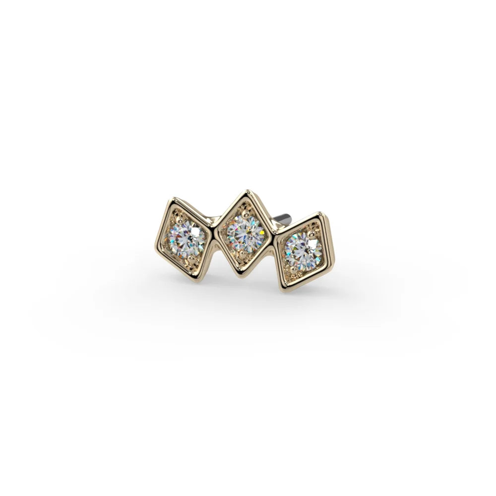 KIWI DIAMOND - TRIPLE JANA - 14KT SOLID GOLD - THREADLESS END
