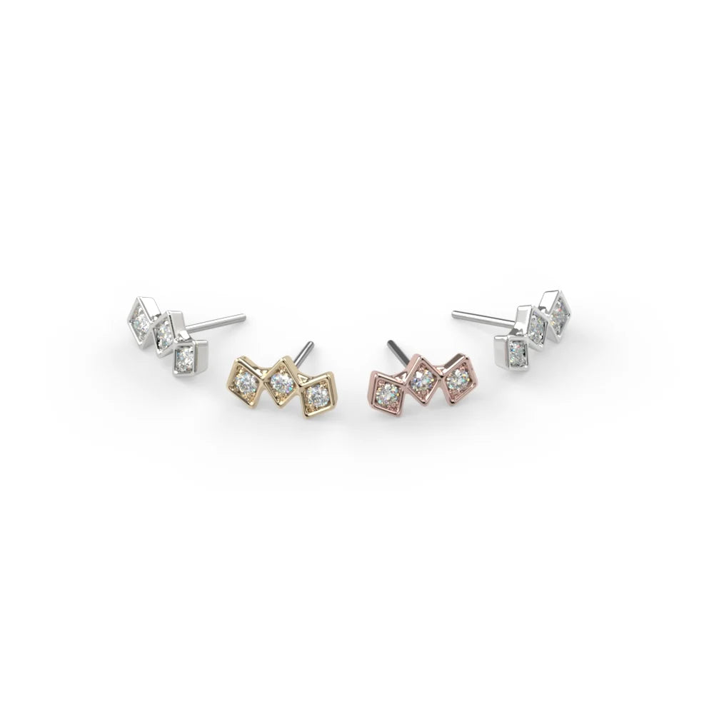 KIWI DIAMOND - TRIPLE JANA - 14KT SOLID GOLD - THREADLESS END