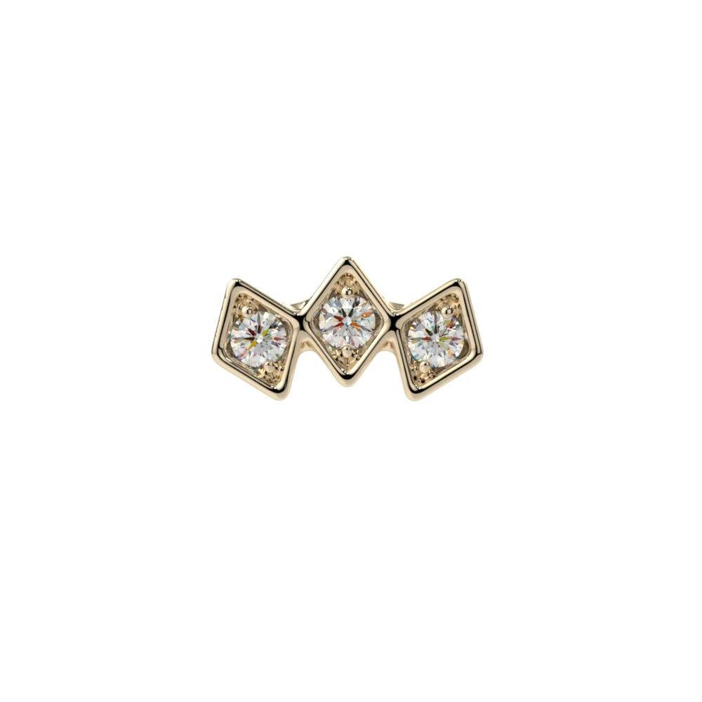 KIWI DIAMOND - TRIPLE JANA - 14KT SOLID GOLD - THREADLESS END