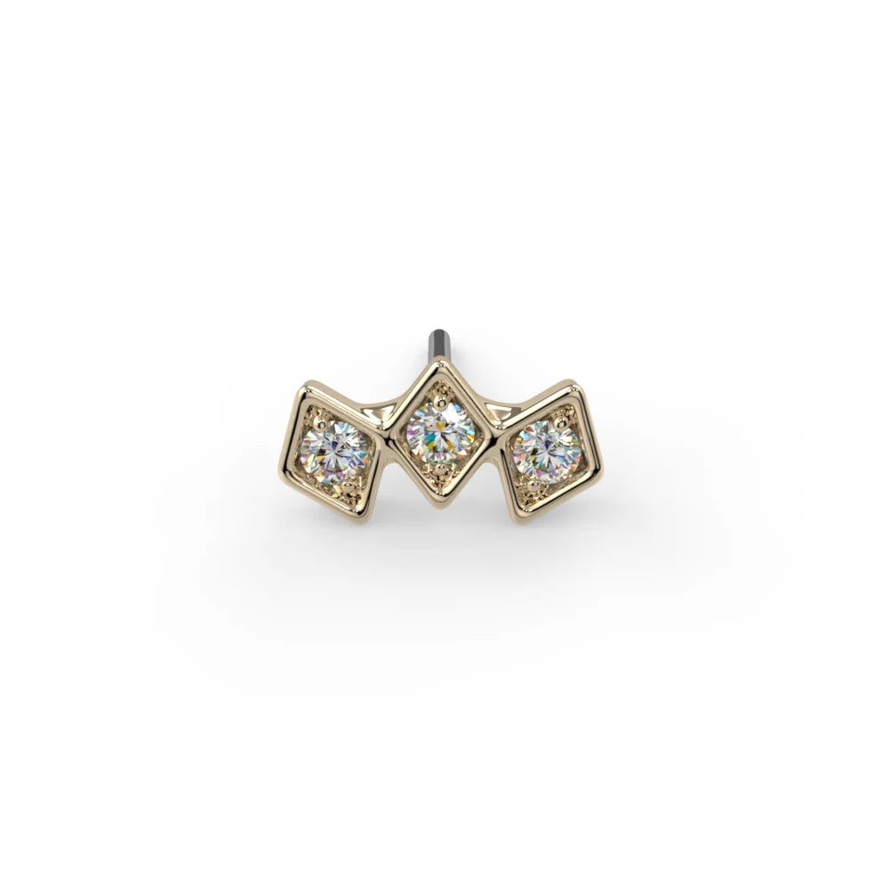 KIWI DIAMOND - TRIPLE JANA - 14KT SOLID GOLD - THREADLESS END