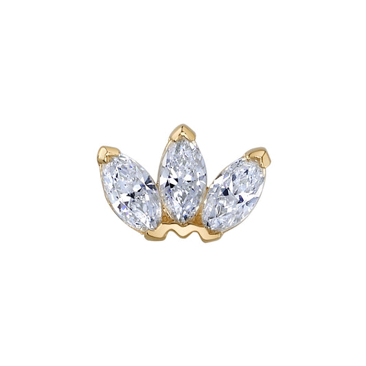 BVLA - MARQUISE FAN (2.5mm x 1.25mm)- 14KT SOLID GOLD - THREADLESS END