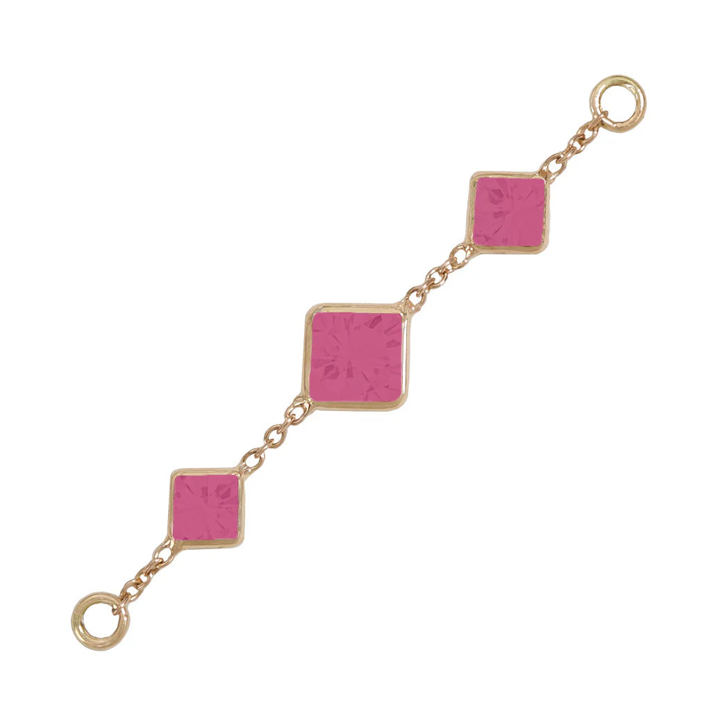 GOLDEN AROWANA - TRIPLE SQUARE ACCESSORY CHAIN - RUBY - 14KT SOLID GOLD - CHAIN