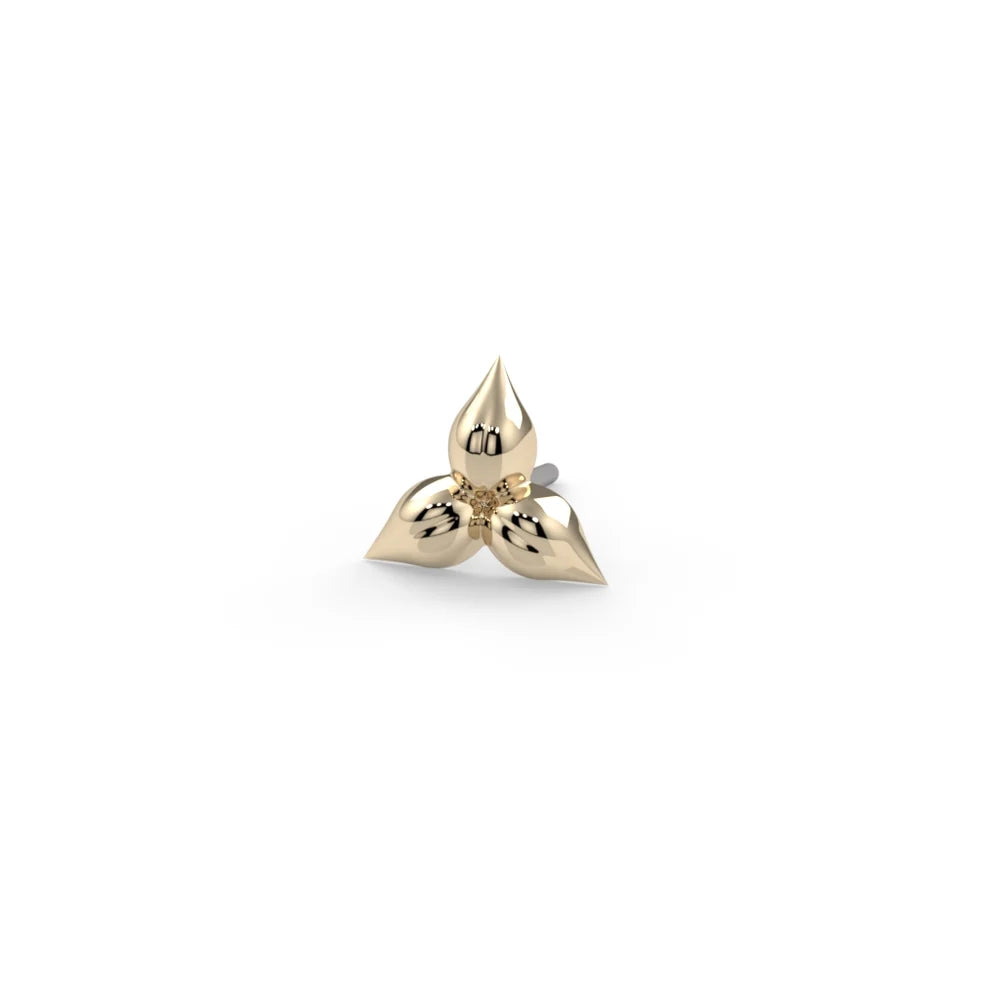 KIWI DIAMOND - PUFFY TRILLIUM - 14KT SOLID GOLD - THREADLESS END