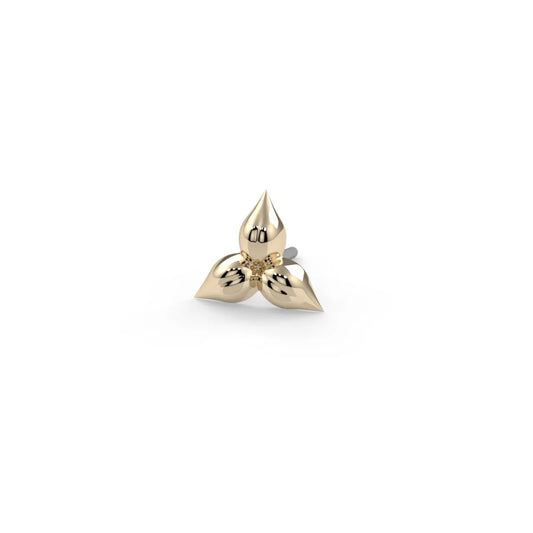 KIWI DIAMOND - PUFFY TRILLIUM - 14KT SOLID GOLD - THREADLESS END