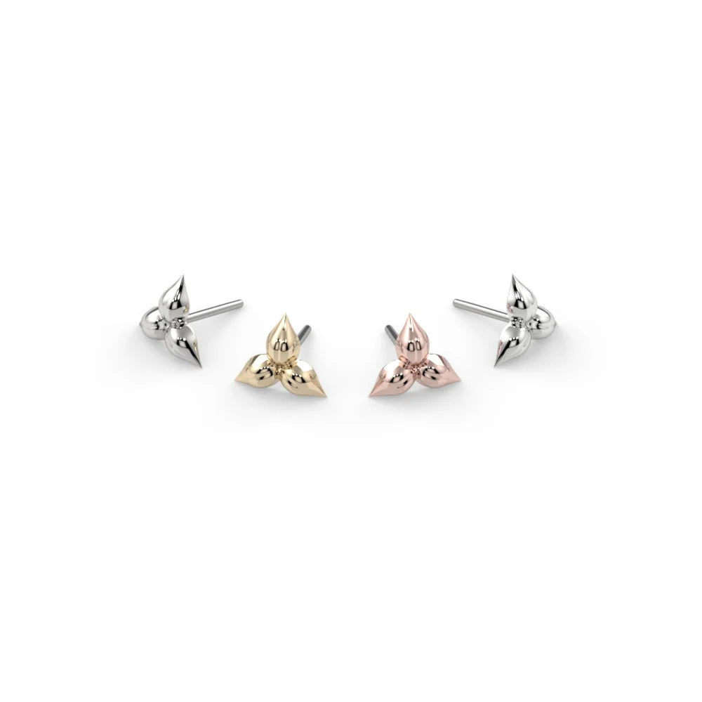 KIWI DIAMOND - PUFFY TRILLIUM - 14KT SOLID GOLD - THREADLESS END