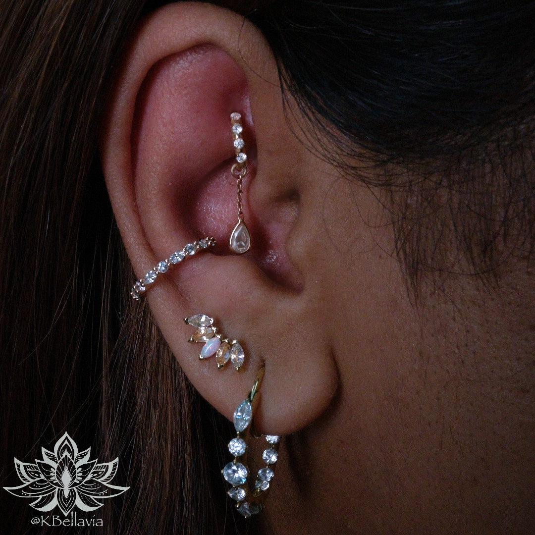 KIWI DIAMOND - LUANA SIDE- SET - CLICKER (GENUINE VS1 DIAMOND) - (NAVEL / CONCH CONFIGURATION) - 16G - CZ