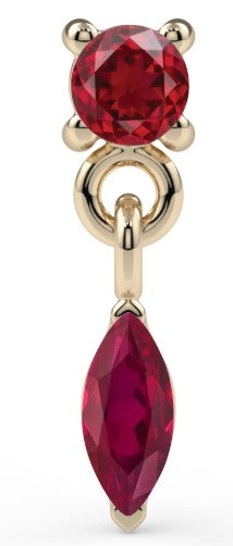 KIWI DIAMOND - MARQUISE DANGLE END (1.5mm) - 14KT SOLID GOLD - THREADLESS END