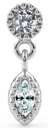 KIWI DIAMOND - MILGRAIN MARQUISE DANGLE - 14KT SOLID GOLD - THREADLESS END
