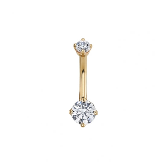 BVLA - LOW PROFILE DOUBLE PRONG CURVED BARBELL - 14KT SOLID GOLD