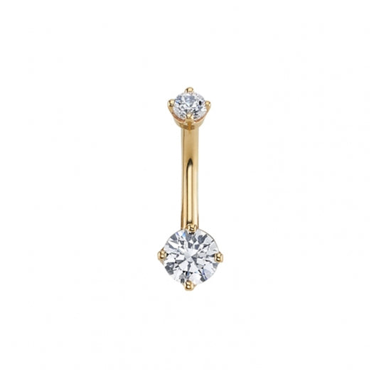 BVLA - LOW PROFILE DOUBLE PRONG CURVED BARBELL - 14KT SOLID GOLD