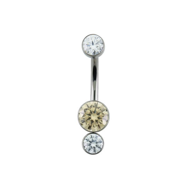 LEROI - 1-N - DOUBLE BOTTOM BEZEL GEM NAVEL CURVE - TITANIUM - CURVED BARBELL