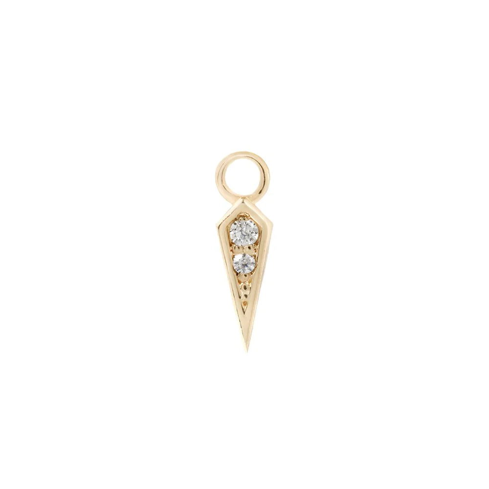 BUDDHA JEWELRY - SPIKE CHARM - CZ - 14KT SOLID GOLD - CHARM